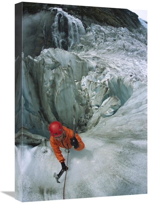 Global Gallery  16 x 24 in. Ice Climber on Steep Ice in Fox Glacier Cr