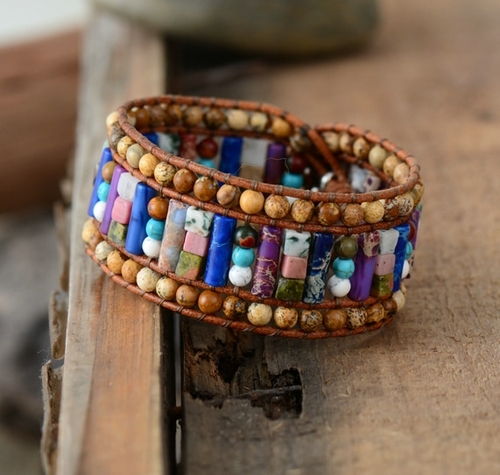 New Women Bracelets Tube Shape Natural Stones