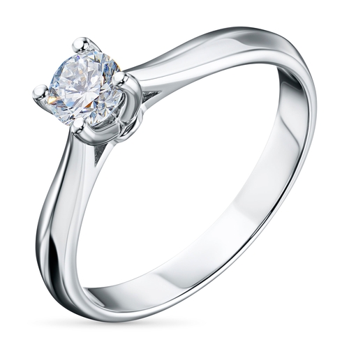 14K White Gold Ring with 1 Round-Cut Lab-Created Diamond 0.525 CT.TW