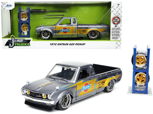 1972 Datsun 620 Pickup Truck \Toyo Tires\" Silver with Extra Wheels