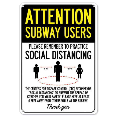 SignMission OS-NS-P-710-25381 Covid-19 Notice Sign - Attention Subway 