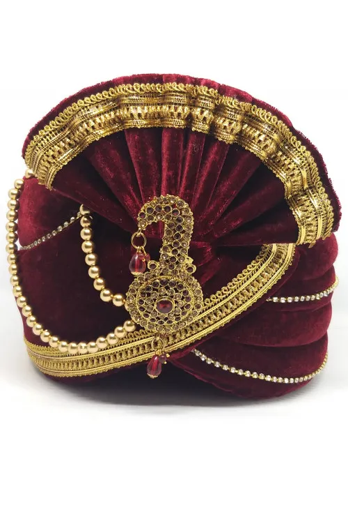 Embellished Velvet Turban/Pagri For Pary & Ocassion