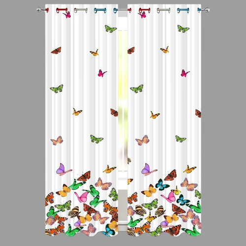Multi Butterfly Digital Printed Polyester Fabric Curtains for Living