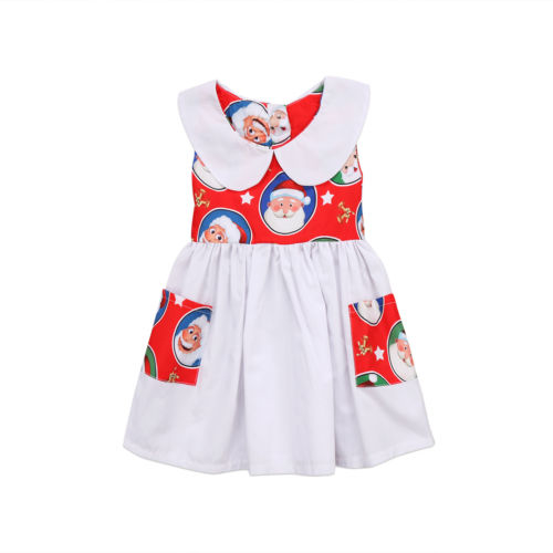 Children Red Kids Baby Girl Clothes XMAS Santa