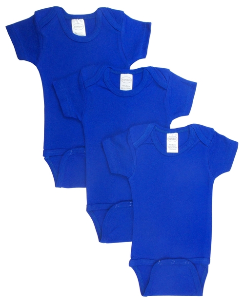 Bambini LS-0164 Short Sleeve Bodysuit - Blue, Medium - Pack of 3