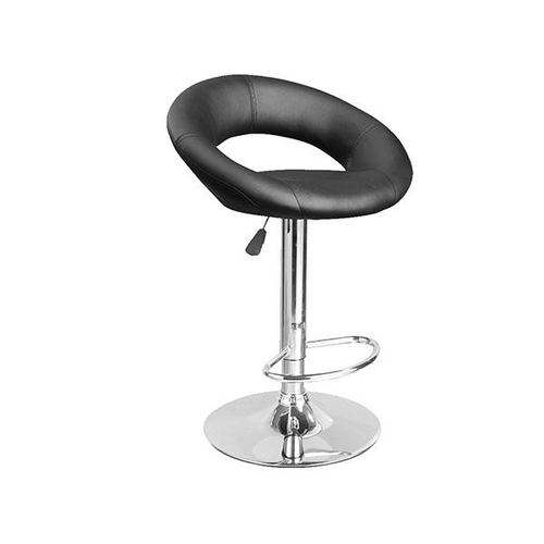 2 Pcs Adjustable Barstools Black Circular Arc Swivel Chrome