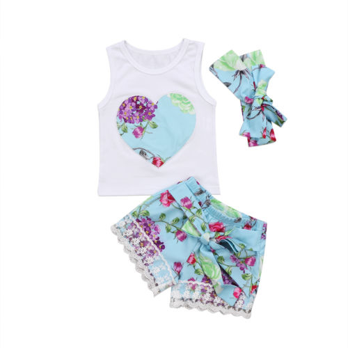 3Pcs Toddler Baby Girl Clothes Tops Floral Vest