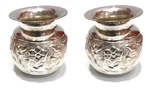 FANCY Silver Plated Kalash  PACK OF 2 SILVER