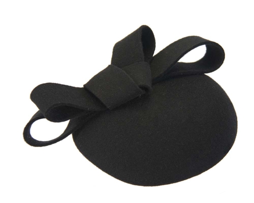 Black felt winter racing pillbox fascinator
