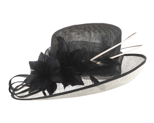 Large Silver & Black Ladies Fashion Racing Hat