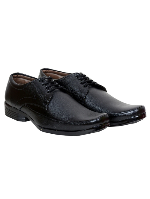 Black Lace-Up Derby Shoes (Size-UK-8) (Color-BLACK)