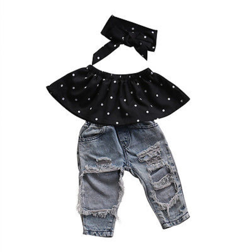 Infant Baby Girls Clothes Sets Sleeveless Dot