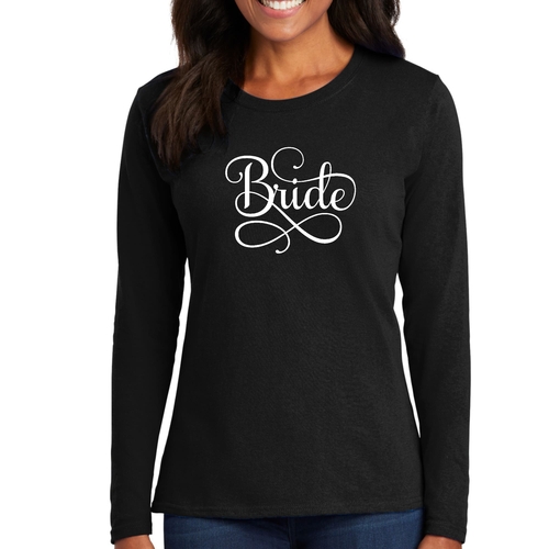 Womens Long Sleeve Graphic T-shirt - Bride Accessories - Wedding