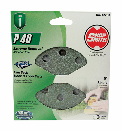 Ali Industries 12280 5 in. 8 Hole 40 Grit Hook & Loop- pack of 5