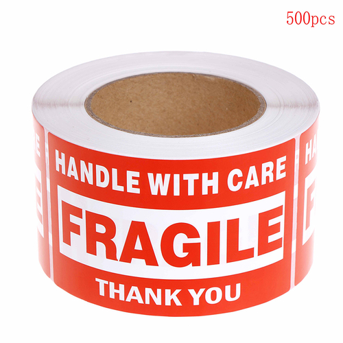 1 Roll/500pcs Fragile Warning Sticker Handle With