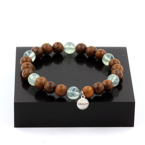 Selenite from Morocco + wood Bracelet 8 mm Beads.