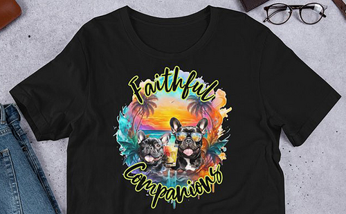 Unisex "Faithful Companions" French Bulldog Pet Dog T-shirt