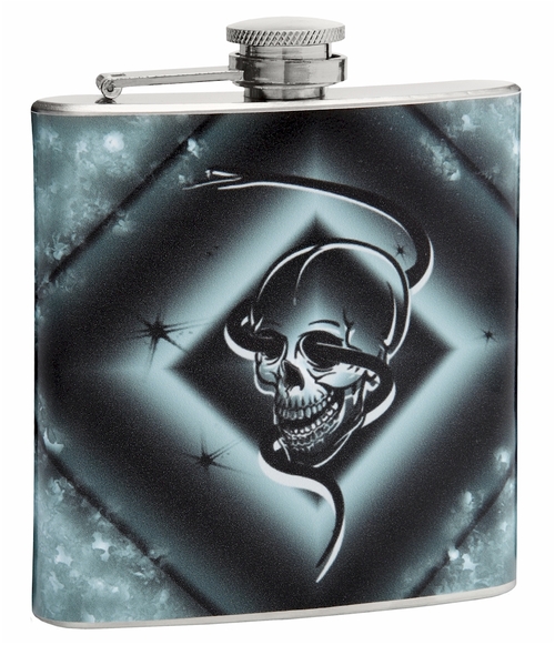 6oz Skull and Snake Hip Flask