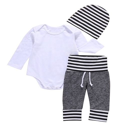 3 Pcs Newborn Toddler Kids Baby Boys Outfit