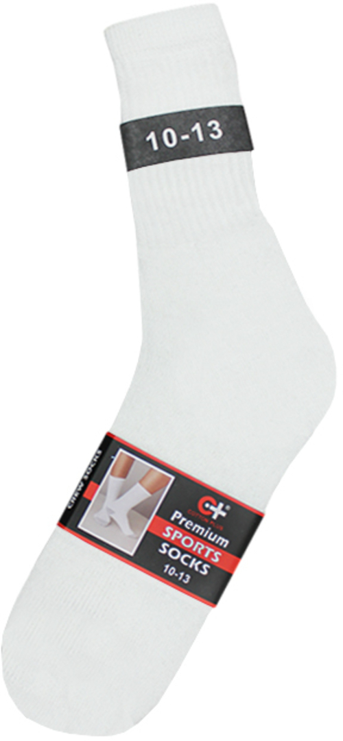 Cotton Plus Sports Socks - White, 10-13, 3 Pack