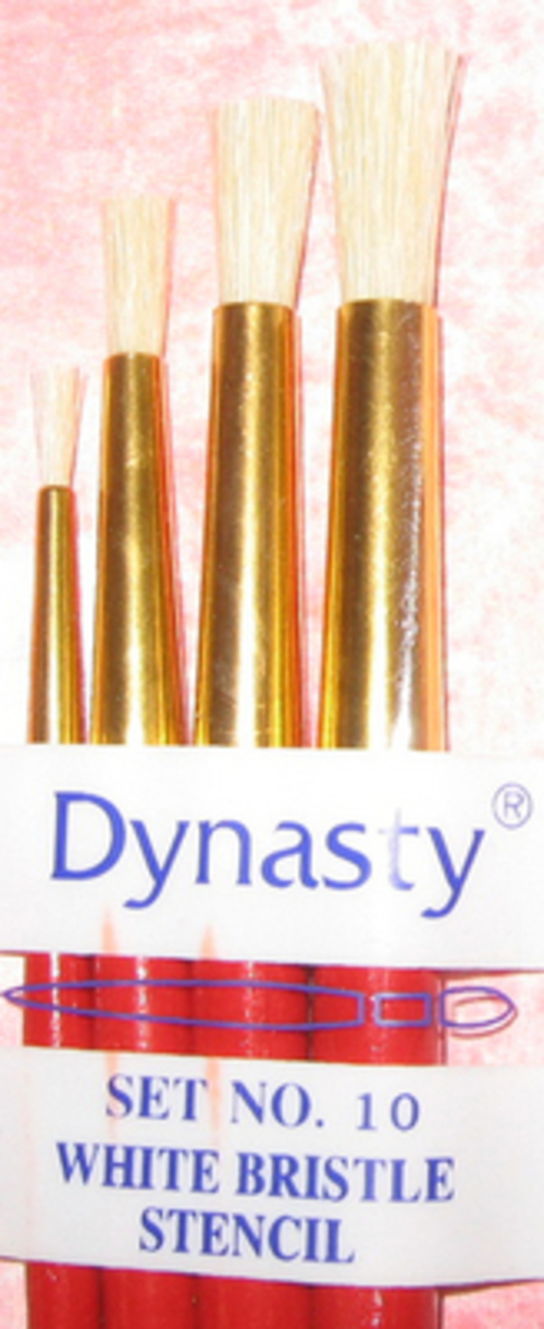 Dynasty Brush Set 10 White Bristle Stencil- 4 Brush Set