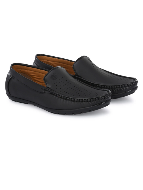 men solid slip on loafers (Size-7) (Color-BLACK)
