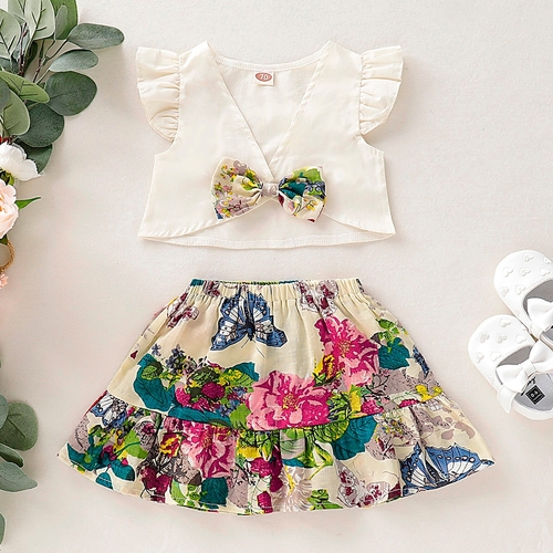 Toddler Girl Baby Clothes Set Summer Bowknot