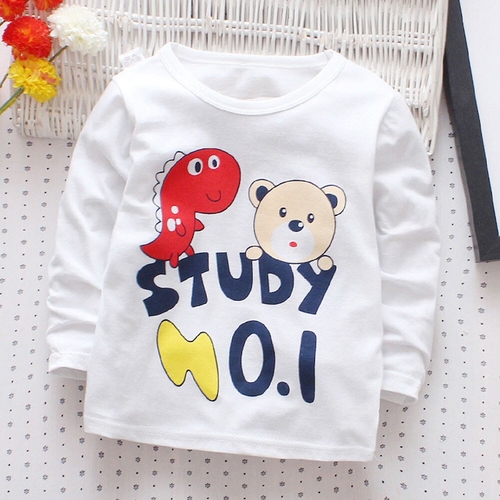 Spring Tops Boys Girls Cartoon Crew Neck Soft Long