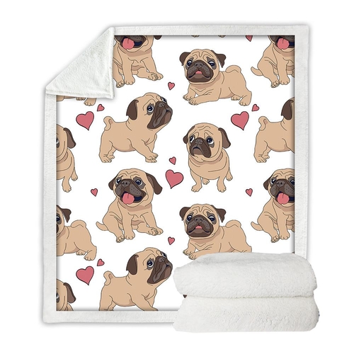 Hippie Pug Sherpa Blanket on Beds Animal Cartoon