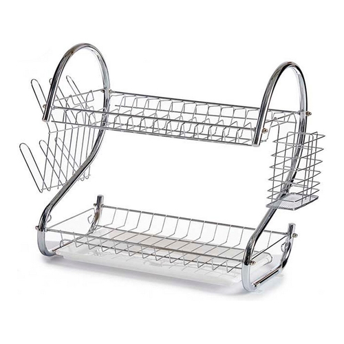 Draining Rack for Kitchen Sink Silver White 25 x 38 x 50 cm Metal