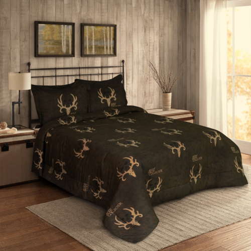 Bone Collector - Modern Skull Theme Rustic Snazzy Comforter/Sham Set 