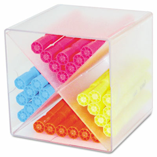 deflect-o 350201 Desk Cube w/X Dividers- Clear Plastic- 6 x 6 x 6