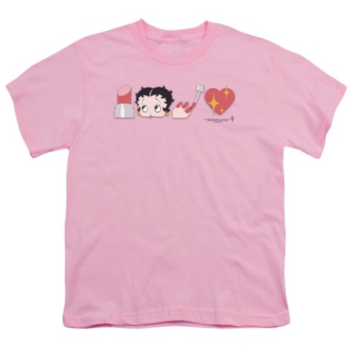 Betty Boop-Symbols - Short Sleeve Youth 18-1 Tee - Pink, Extra Lar