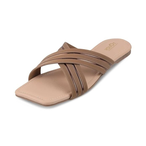 Women's Black Strappy Square Toe Sandals (Size-UK-6) (Color-BROWN)