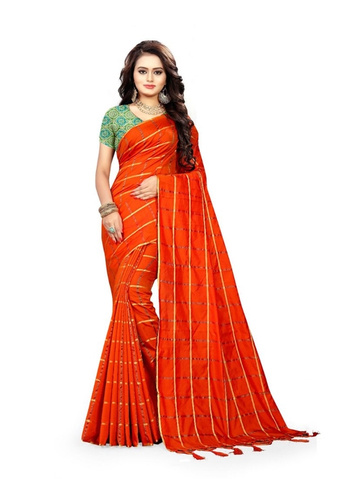 Red Color Sana Checks  Saree