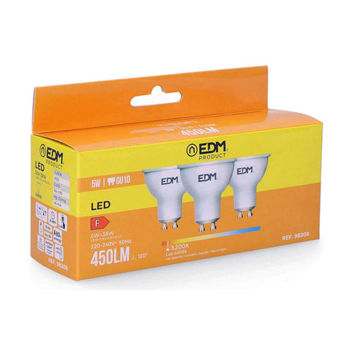 Pack of 3 LED bulbs EDM F 5 W GU10 450 lm Ø 5 x 5,5 cm (3200 K)