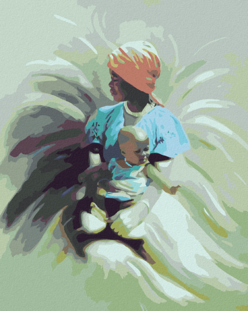 Zuty - Paint by Numbers - MOTHER AND CHILD - ILLUSION OF A LION (D.