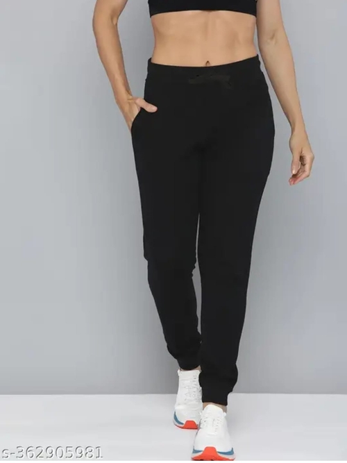 Women Solid Jogger Pant (Black)