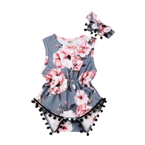 US Summer Newborn Baby Girl Clothes Flower Romper