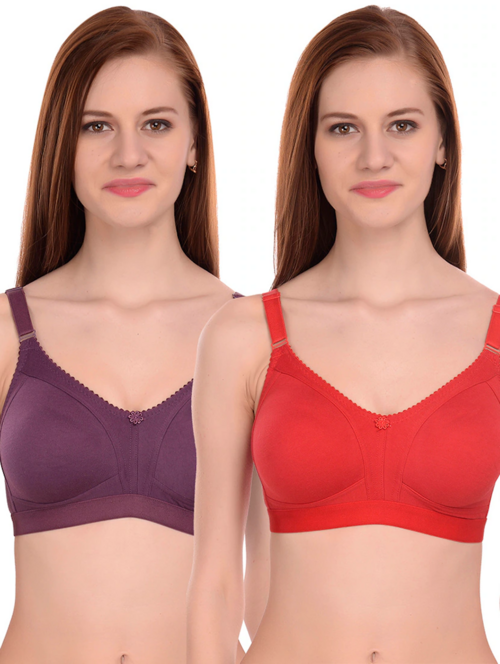 Pack Of 2 Minimizer Bras(Size38)(ColorPurple & red)