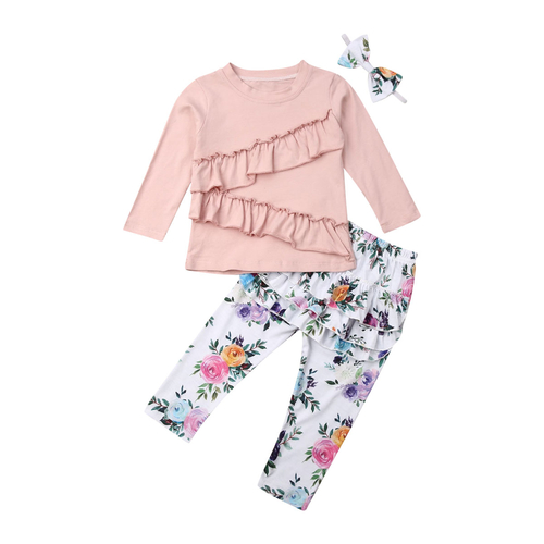 Pretty Kids Baby Girl Floral Outfits Clothes 3Pcs