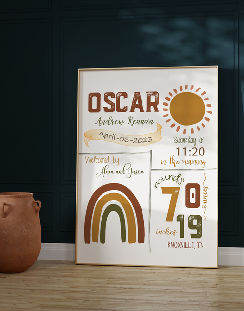 Personalized Baby Gift, Newborn Gift, Rainbow Nursery