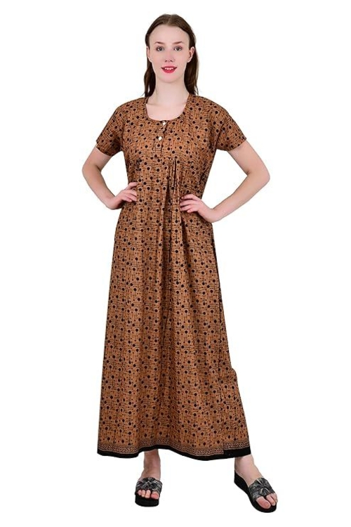 Women's Cotton Nighty Night Gown, Multicolor