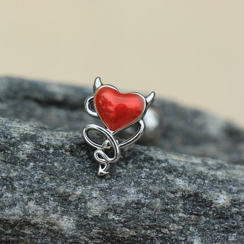 316L Stainless Steel Devil's Heart Cartilage Earring