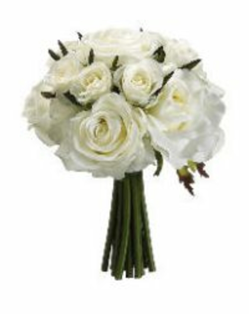 FBQ749-WH 9 in. Confetti Rose Bouquet White- Pack of 6