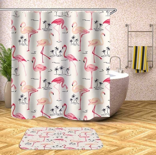 Flamingos And Palms Pattern Shower Curtain