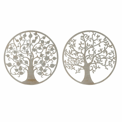 Wall Decoration DKD Home Decor White 100 x 1 x 100 cm Tree Golden