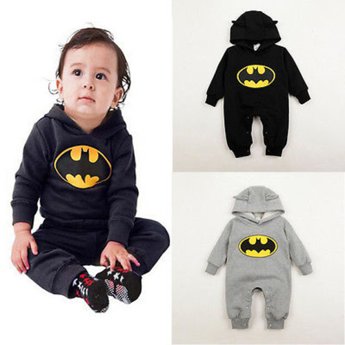 3 24 M Newborn Baby Boys Batman Hooded Rompers