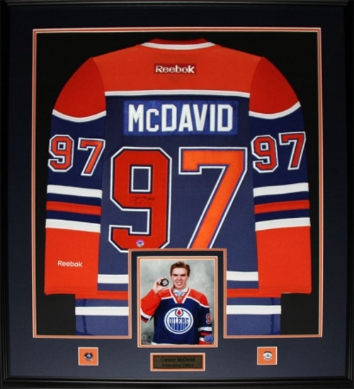 Midway Memorabilia mcdavid_jersey_oilers_frame Connor Mcdavid Edmonton