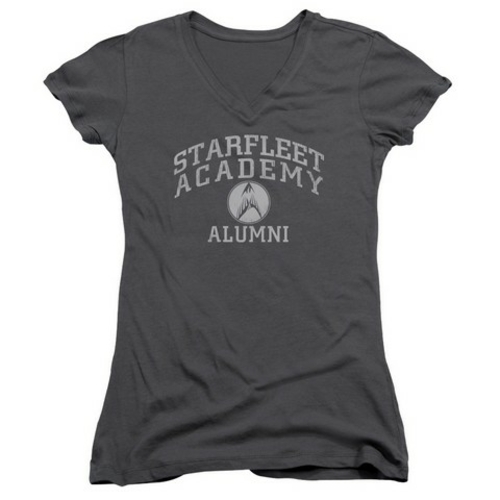 Trevco Star Trek-Alumni - Junior V-Neck Tee - Charcoal- Small
